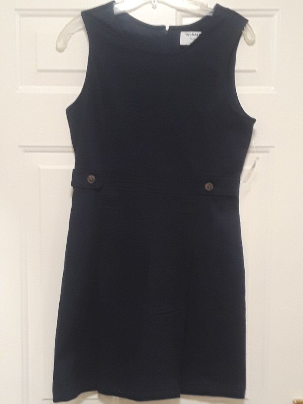 NWT Old Navy Navy Blue Jumper Dress Stretch Cotton Overall Zip Back Dress XXL 18